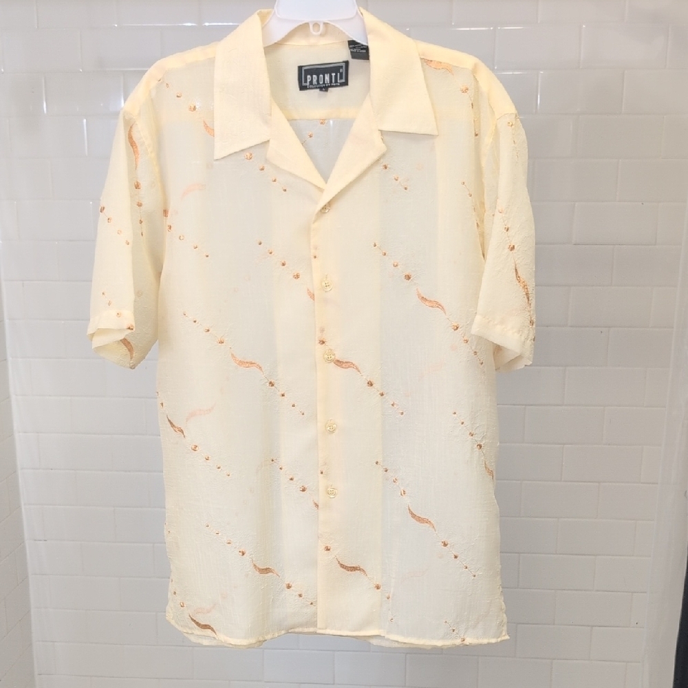 Cream Casual Button Down Shirt with Classic Collar